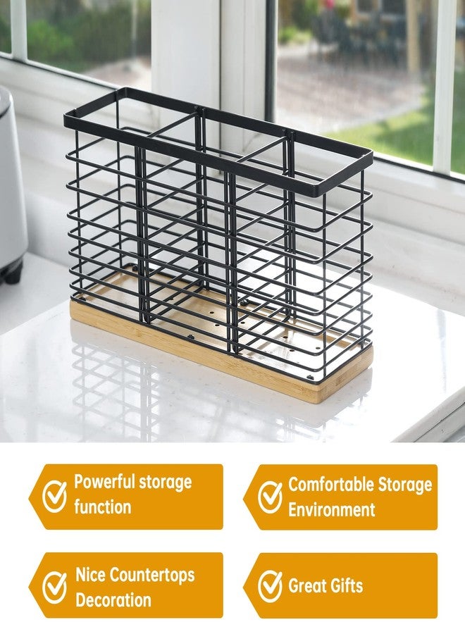 WDT Tool Utensil holder for Kitchen Counter- 13.5" x 4.2" x 6.9" Large Utensils Holder For Farmhouse Cooking, Utensil Caddy Spatula Holder (3 Compartments) - Image 4